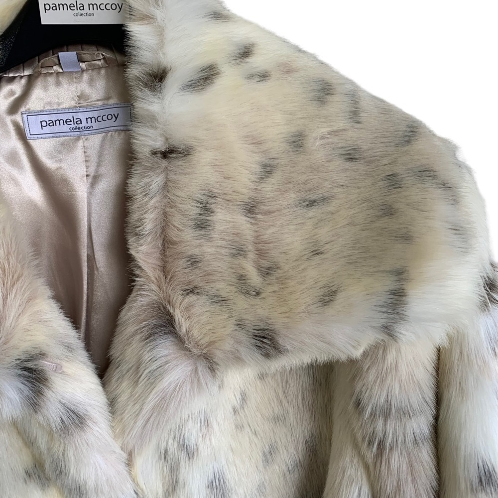 🆕 Pamela McCoy Faux Fur Winter Coat Leopard Print - Picture 5 of 12